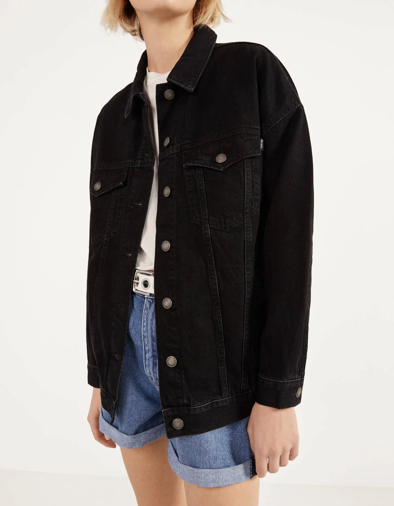 Oversized denim jacket – Schwarz – Image 3 of 4