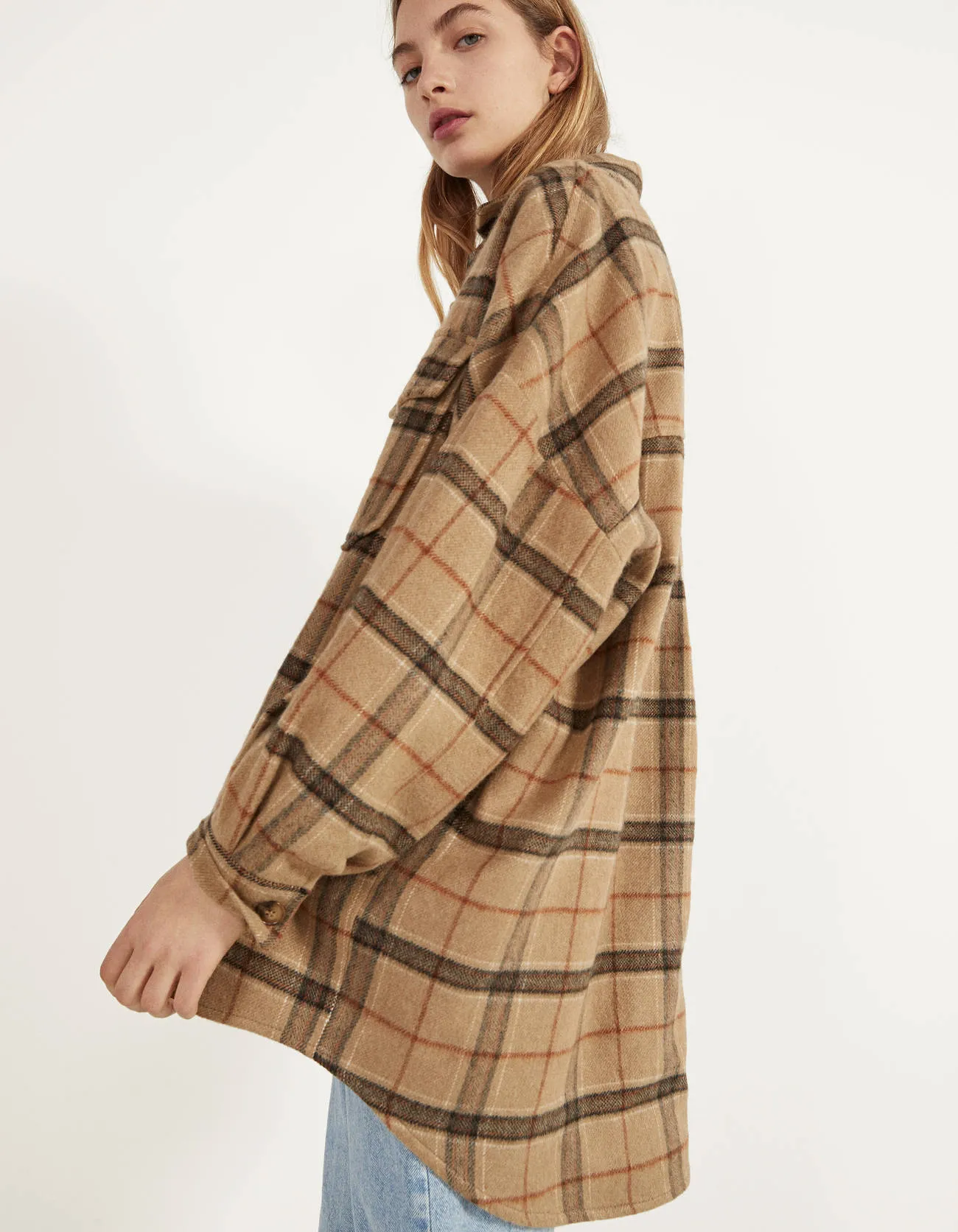 Shirt jacket with check pattern – Beige – Image 3 of 5