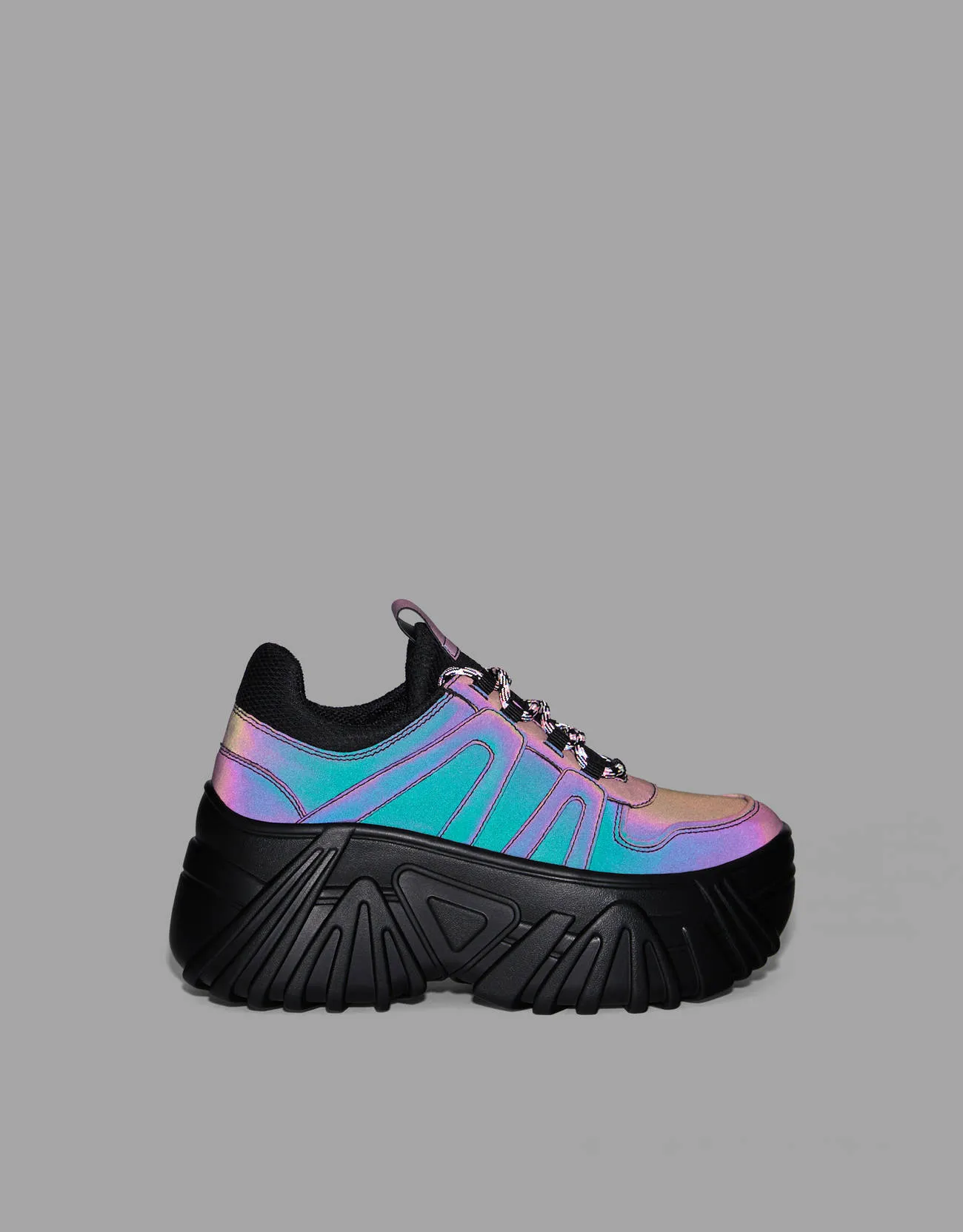 Reflective sneakers with platform sole – Schwarz – Image 6 of 6