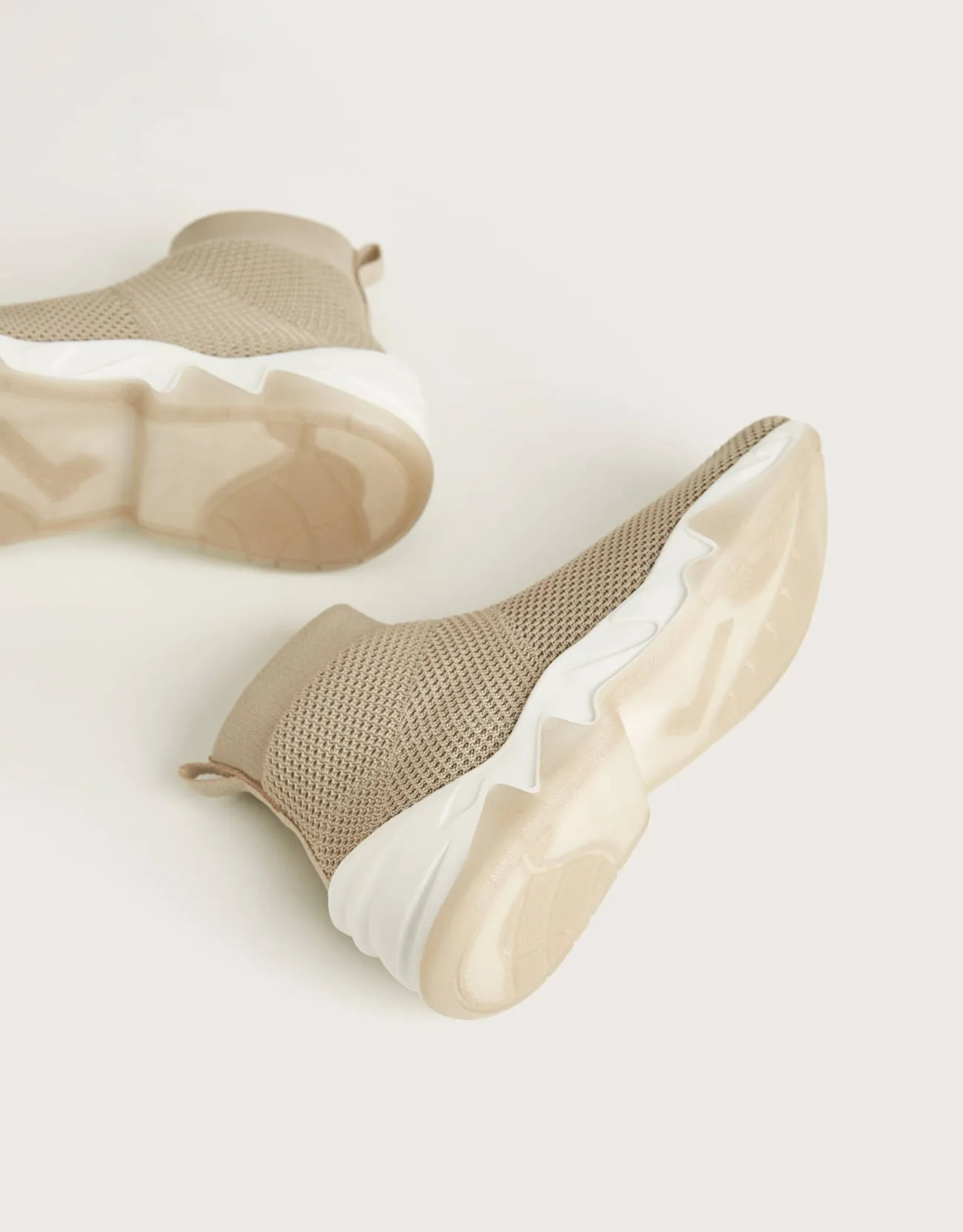 Hohe Sneaker mit elastischem Schaft – Beige – Bild 3 von 5