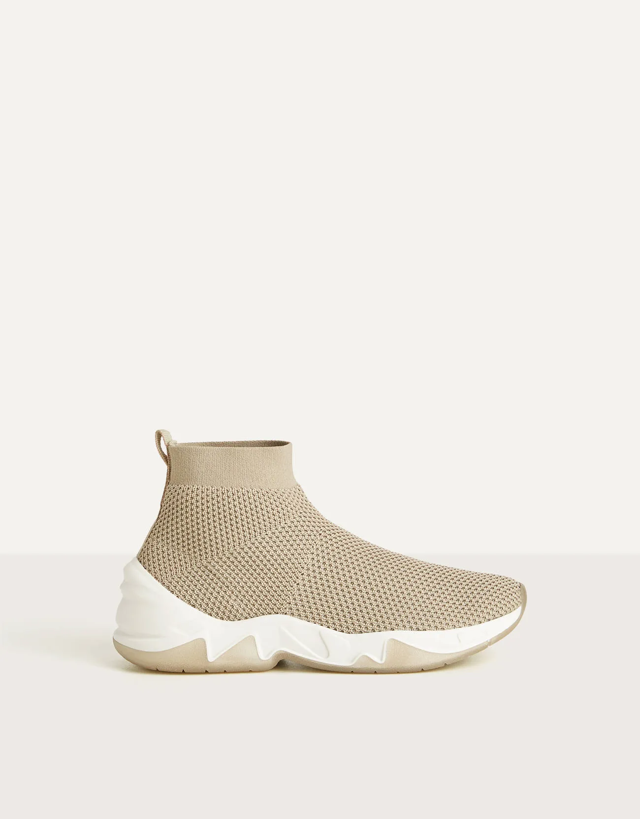 Hohe Sneaker mit elastischem Schaft – Beige – Bild 5 von 5