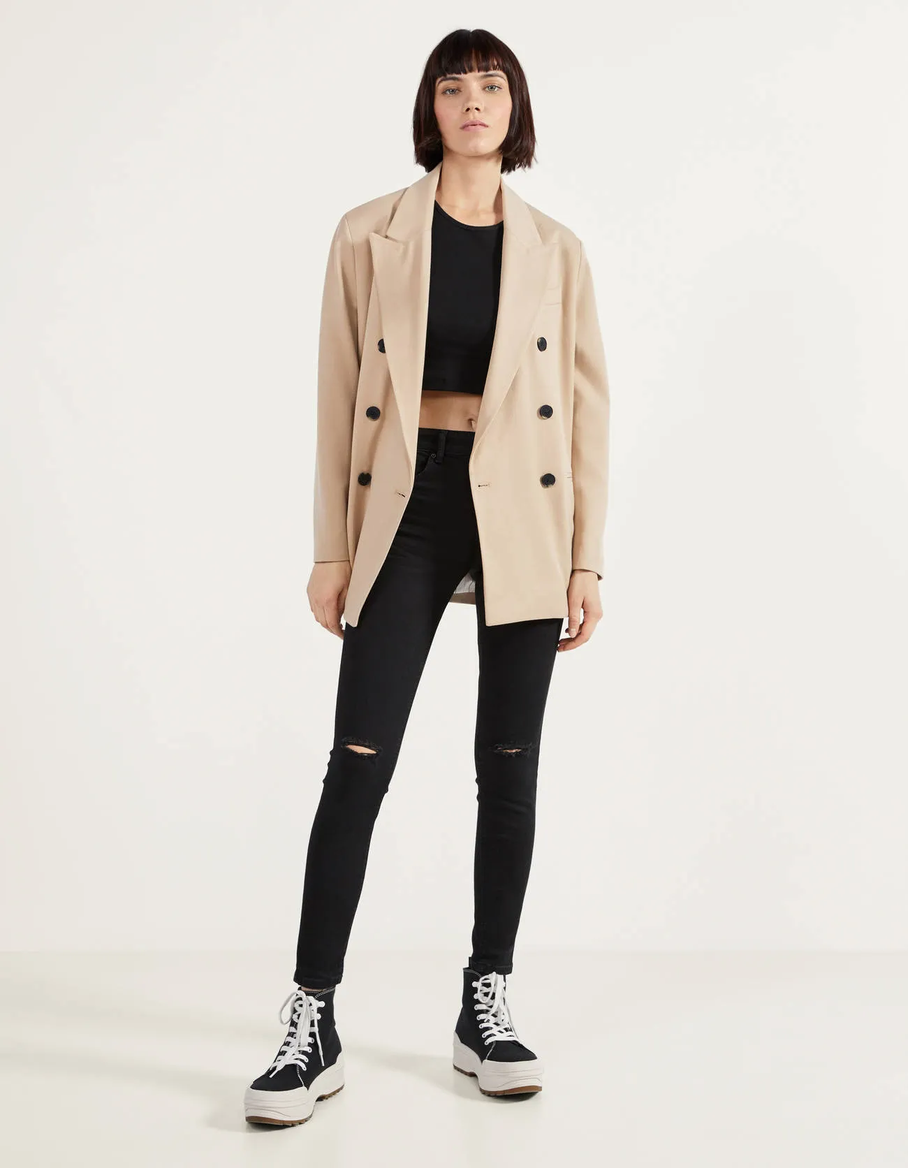 Straight-cut blazer – Beige – Image 4 of 5