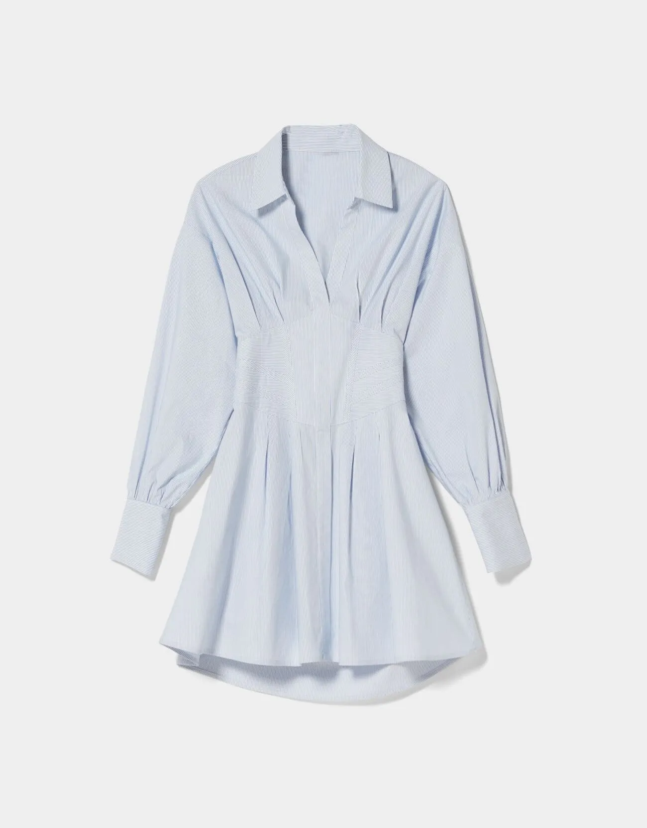 Mini shirt dress in poplin with corset detail – Mittelblau – Image 5 of 6