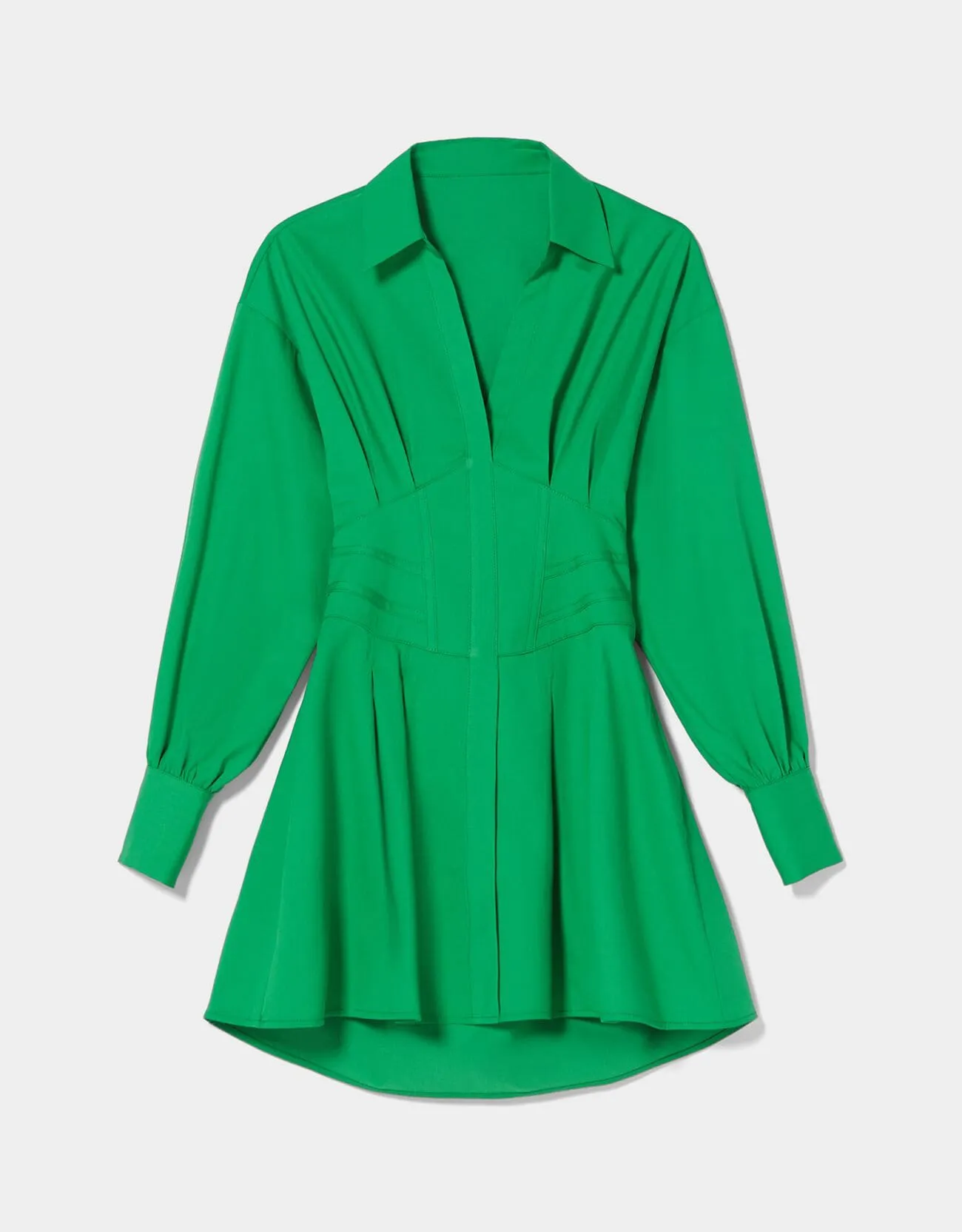 Mini shirt dress in poplin with corset detail – Grün – Image 5 of 6
