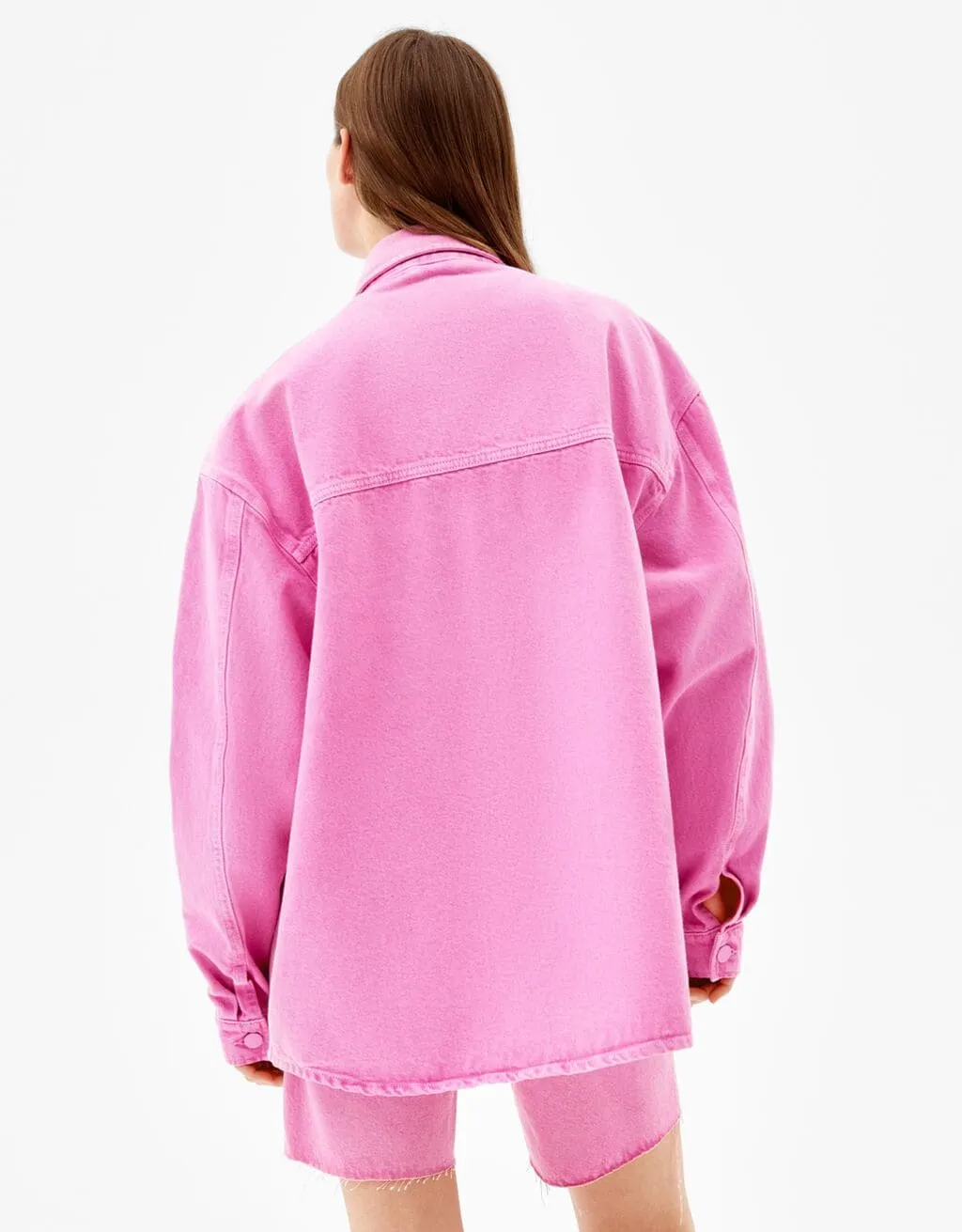 Farbige Hemdjacke aus Denim – Rosa – Bild 3 von 6