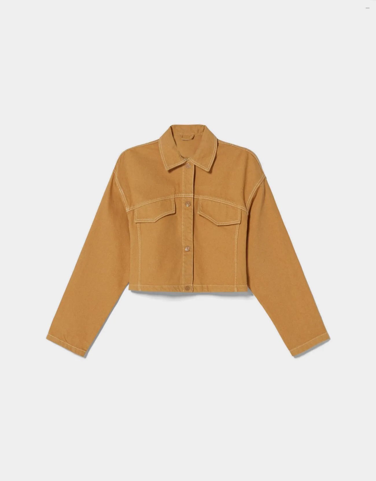Trucker jacket made of cotton with contrast colour – Camel – Image 5 of 6