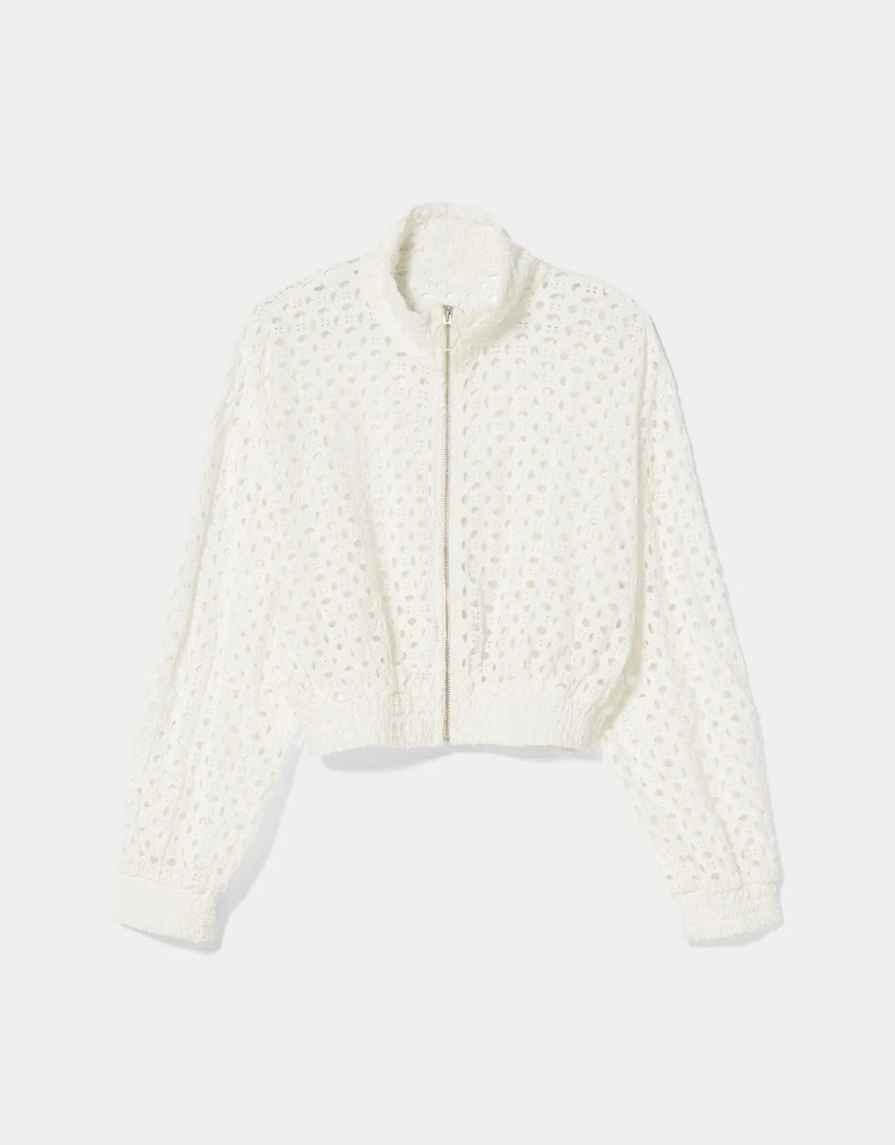 Jacke mit Schweizer Stickerei – Weiß – Bild 5 von 6