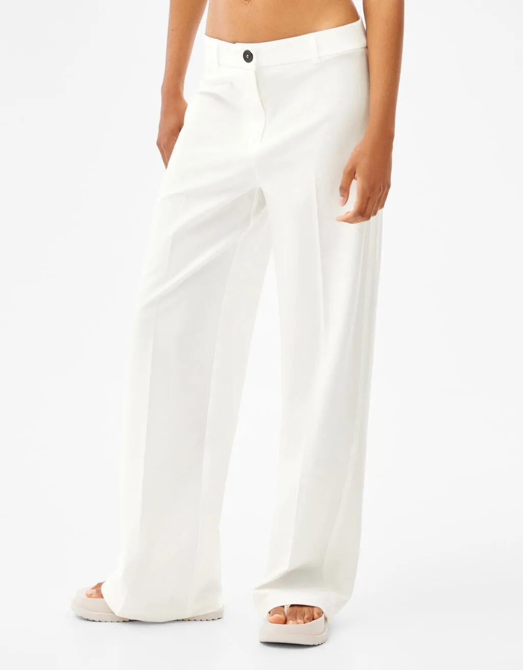Wide-Leg-Hose mit Gürtelschlaufen – Weiß – Bild 2 von 5