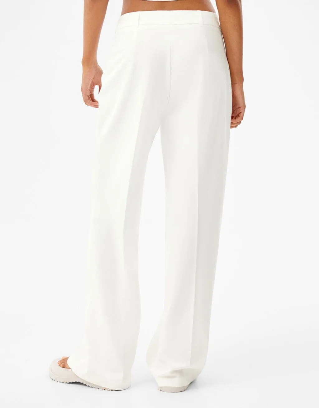 Wide-Leg-Hose mit Gürtelschlaufen – Weiß – Bild 3 von 5