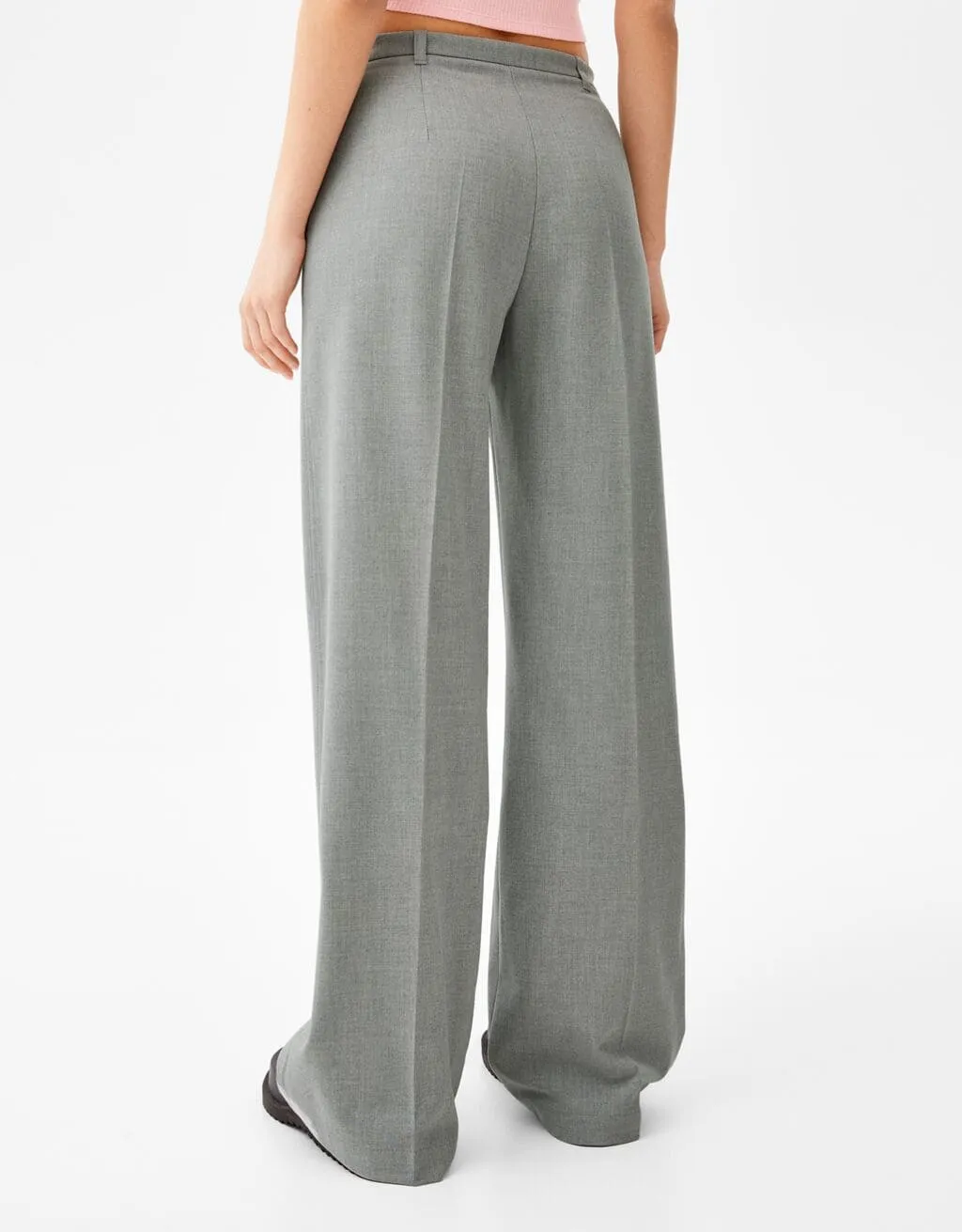 Wide-Leg-Hose mit Gürtelschlaufen – Grau – Bild 3 von 5