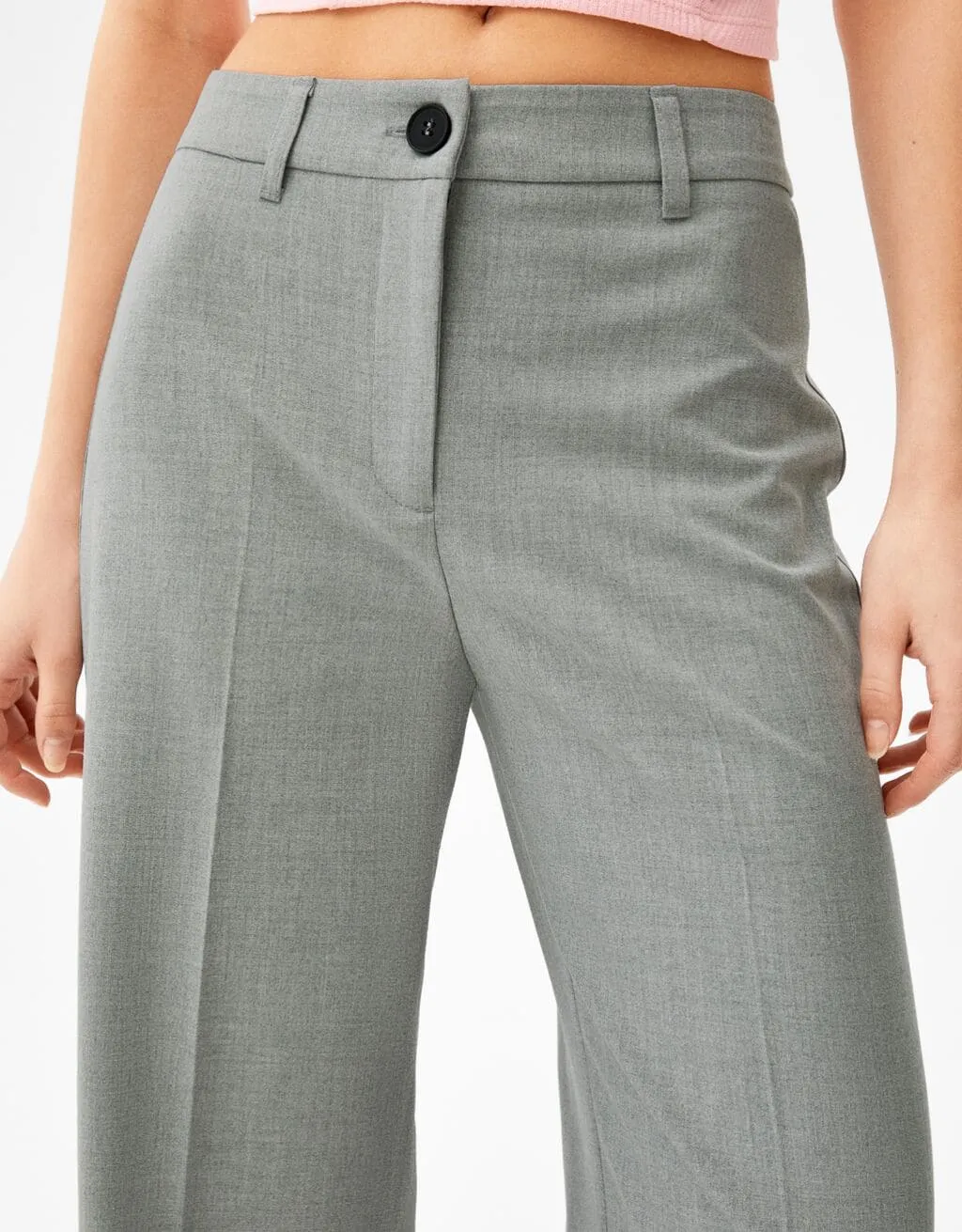 Wide-Leg-Hose mit Gürtelschlaufen – Grau – Bild 4 von 5