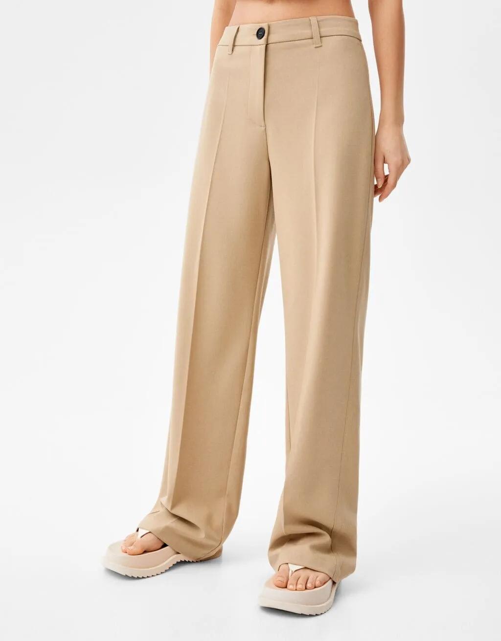 Wide-Leg-Hose mit Gürtelschlaufen – Camel – Bild 2 von 5