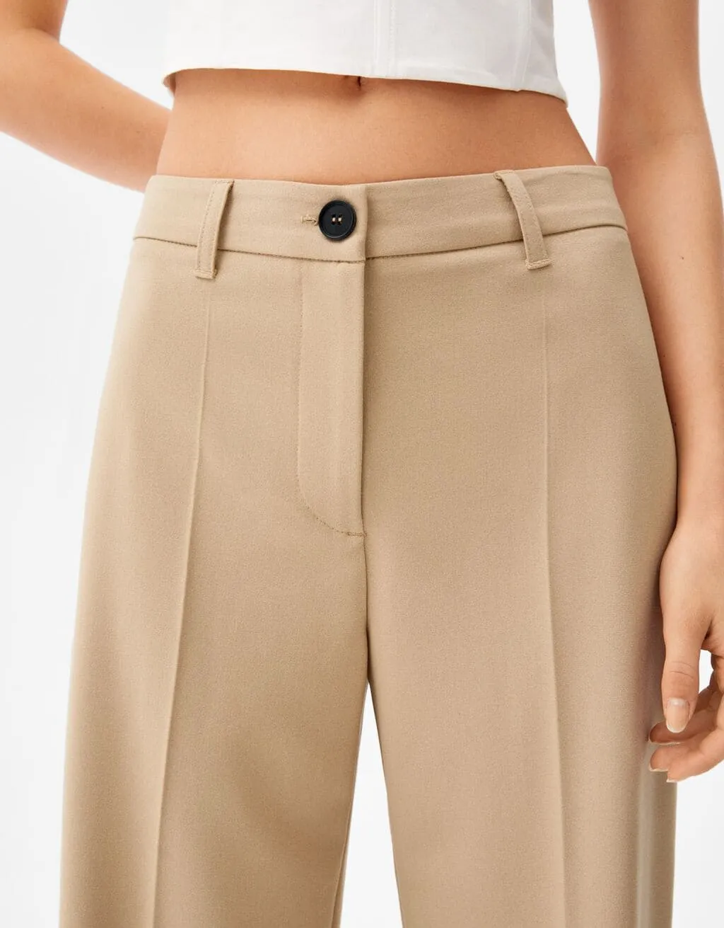 Wide-Leg-Hose mit Gürtelschlaufen – Camel – Bild 4 von 5