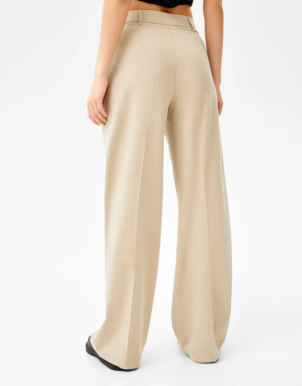 Wide-Leg-Hose mit Gürtelschlaufen – Sand – Bild 4 von 5