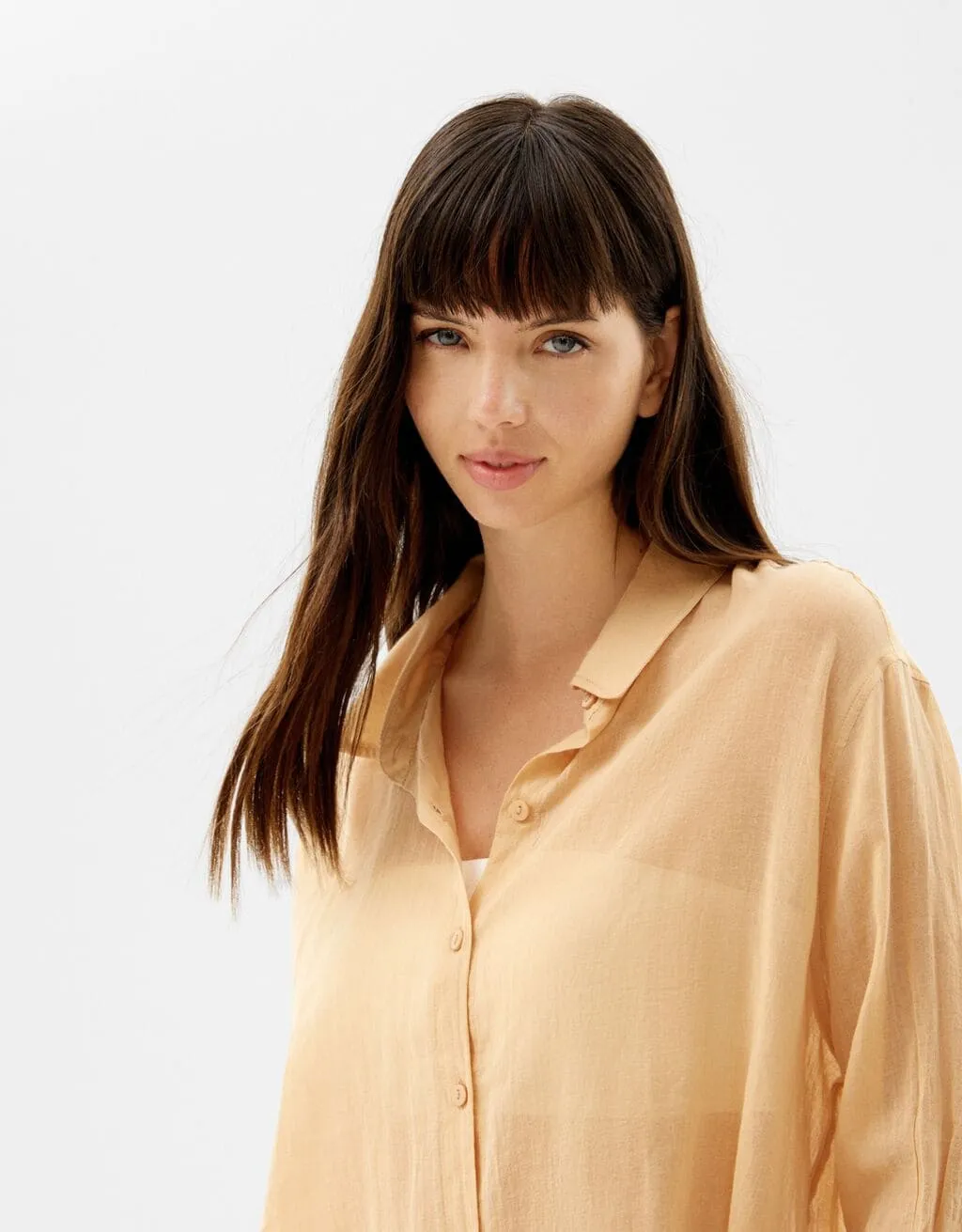 Oversize-Langarmhemd im rustikalen Look – Sand – Bild 4 von 6