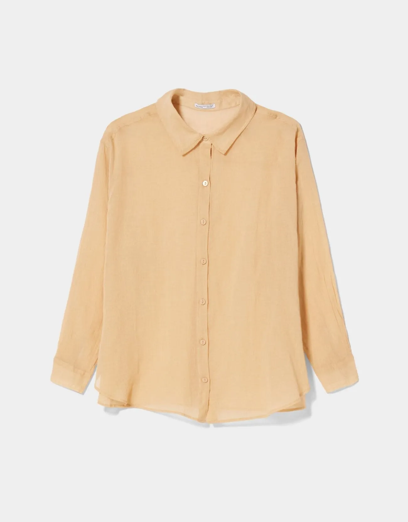 Oversize-Langarmhemd im rustikalen Look – Sand – Bild 5 von 6