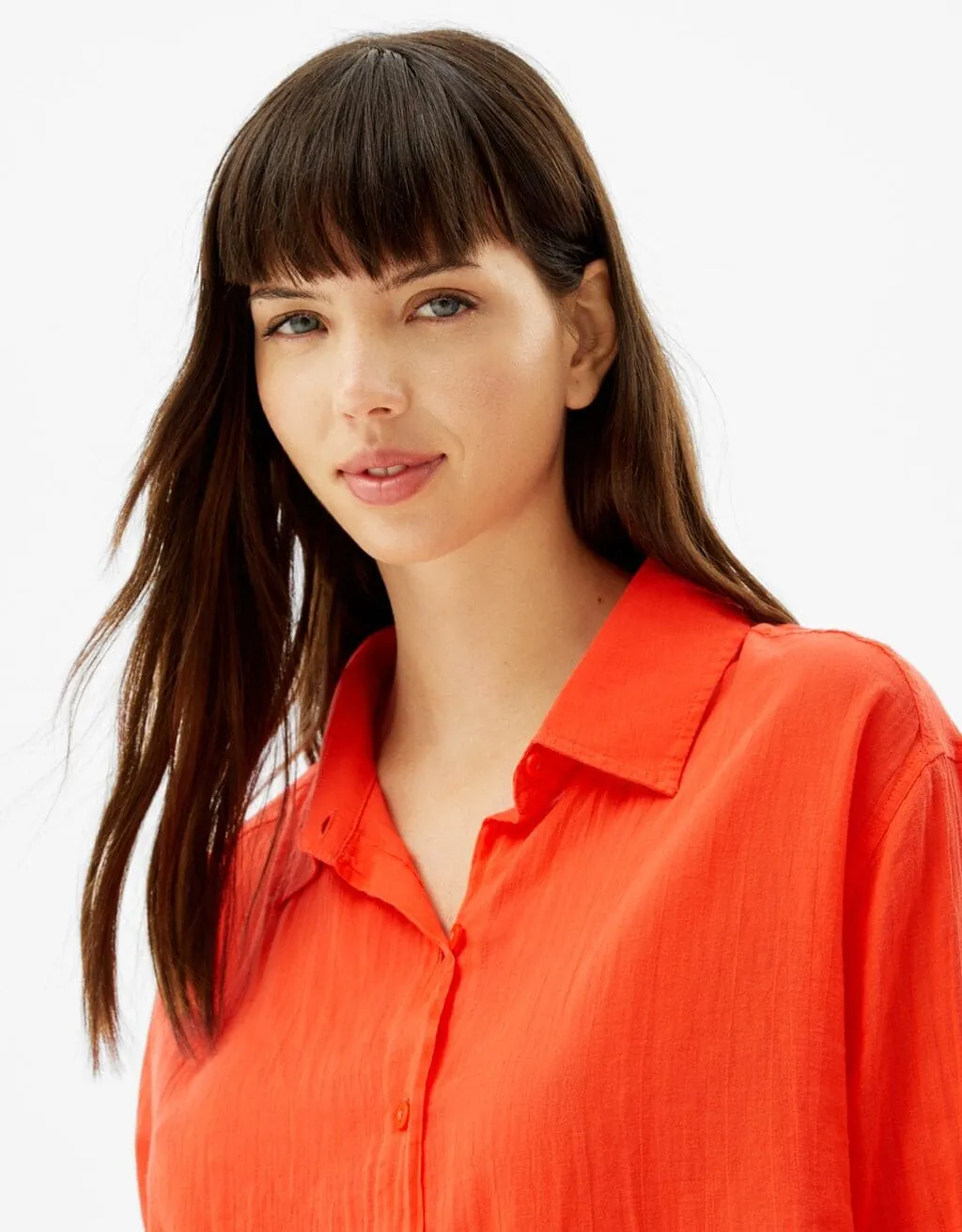 Oversize-Langarmhemd im rustikalen Look – Rot – Bild 3 von 5