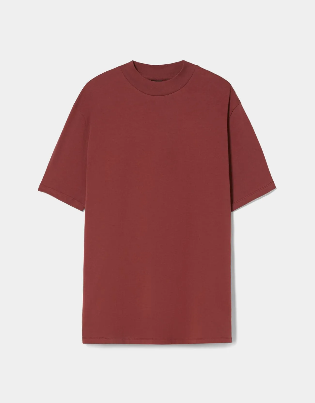 Slim-fit T-shirt with ribbed stand-up collar – Rot – Image 5 of 6