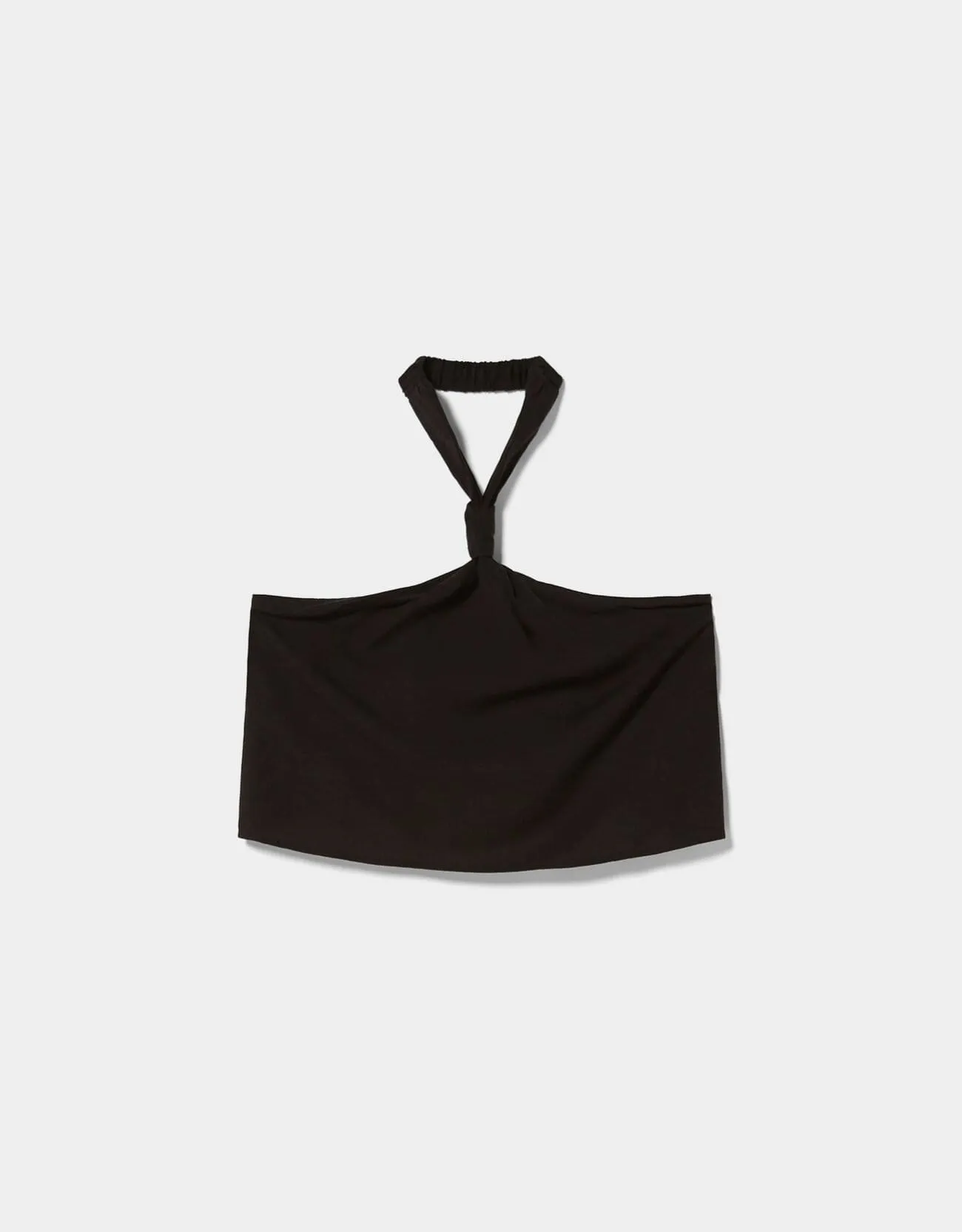 Cropped-Leinentop mit Neckholder – Schwarz – Bild 5 von 6