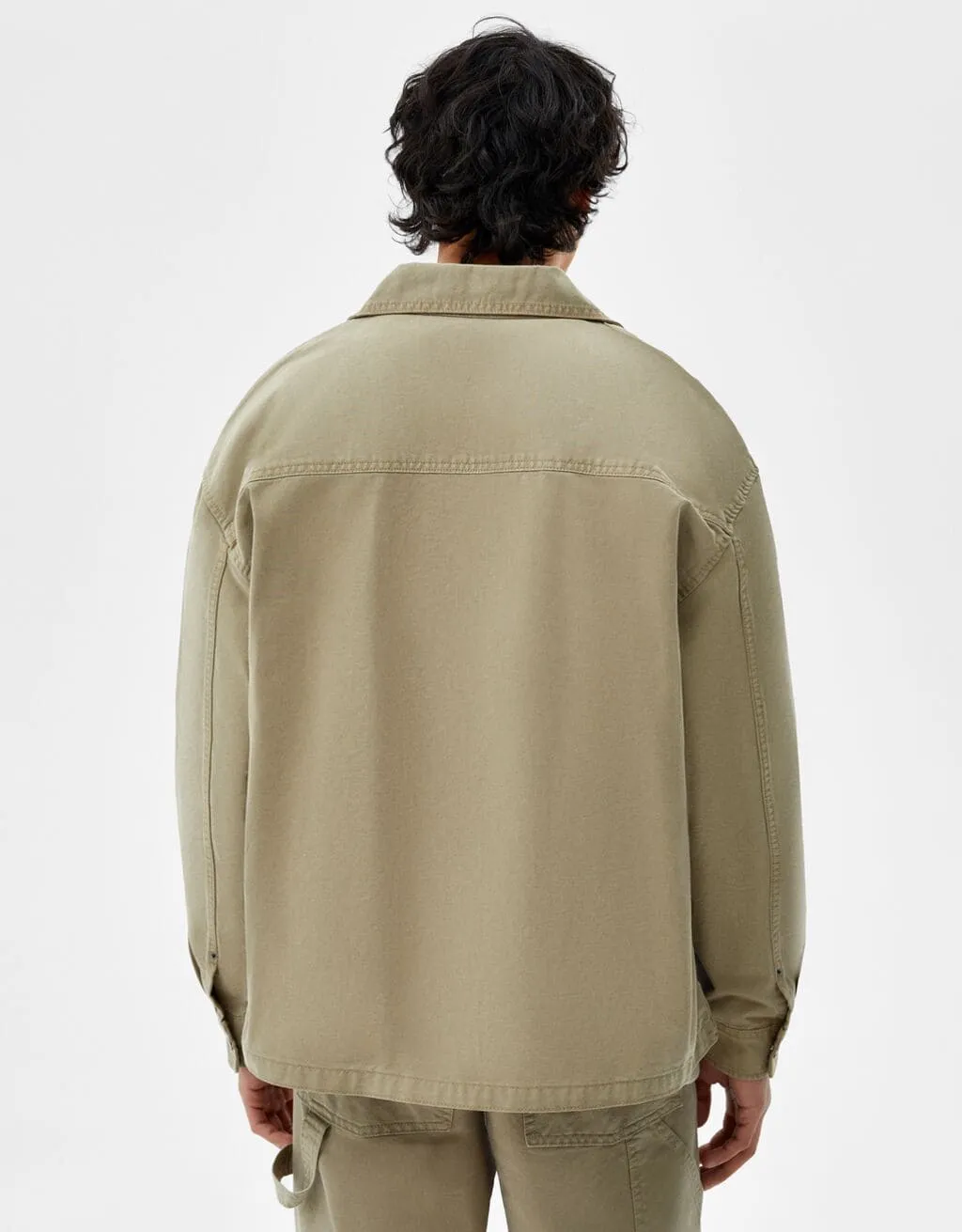 Cotton jacket with zip – Khaki – Image 2 of 5