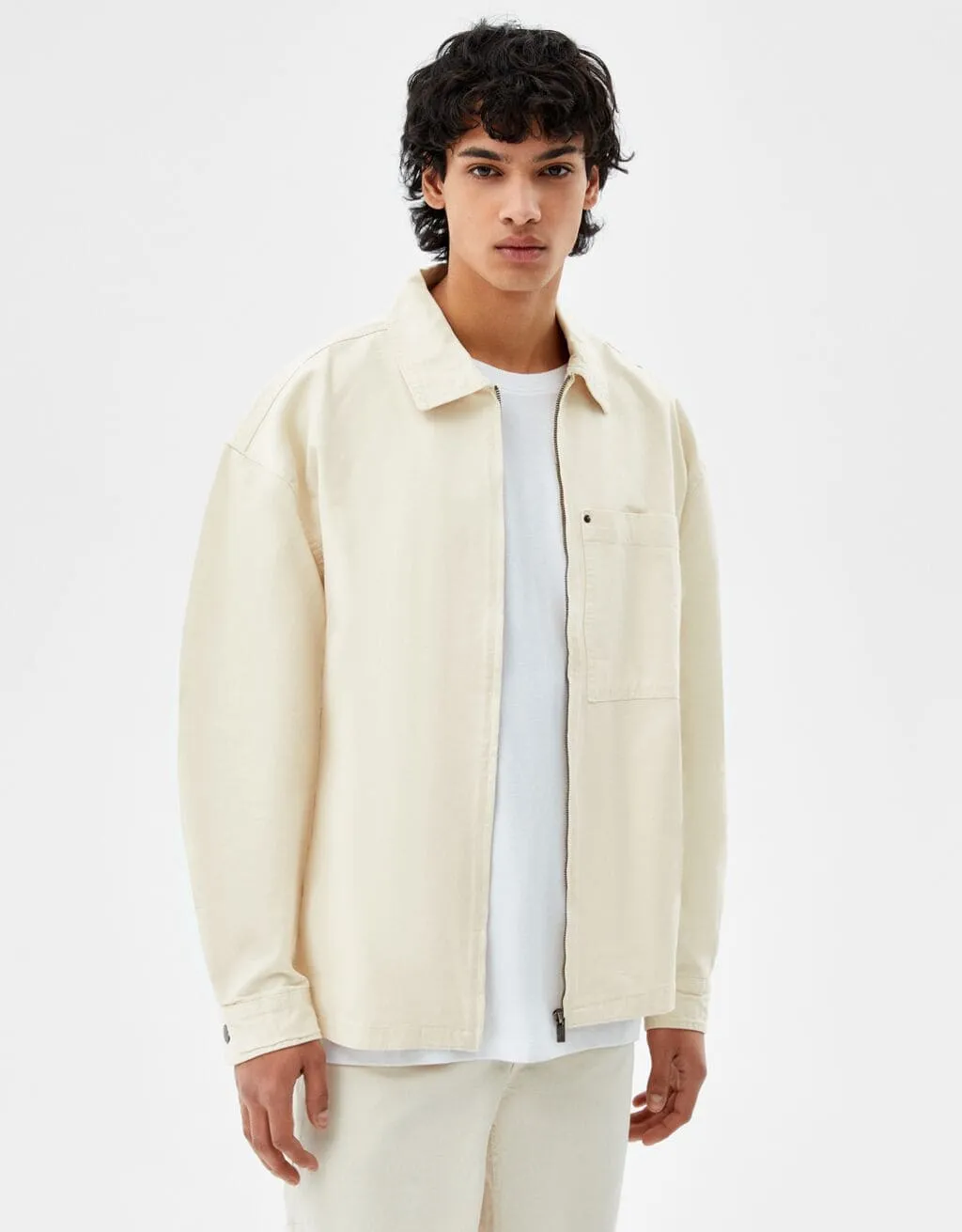 Baumwolljacke mit Reißverschluss – Sand – Bild 2 von 6