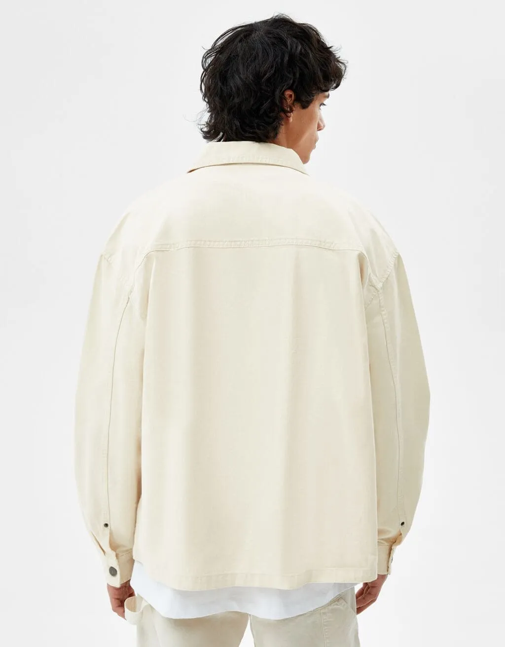 Baumwolljacke mit Reißverschluss – Sand – Bild 3 von 6