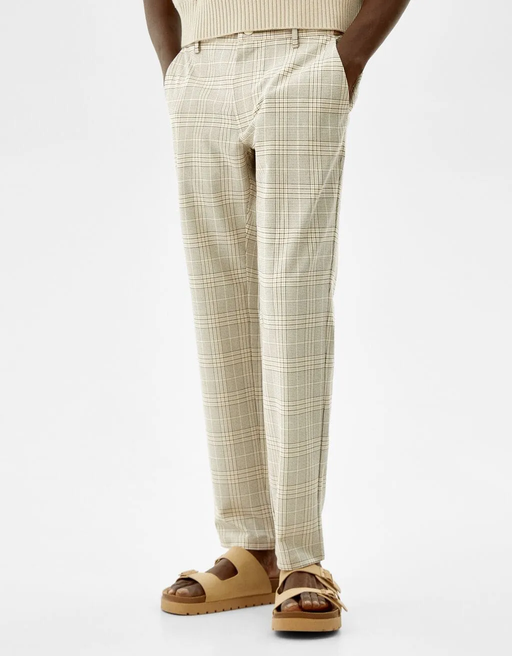 Slim-fit trousers with side elastic – Camel – Image 2 of 5