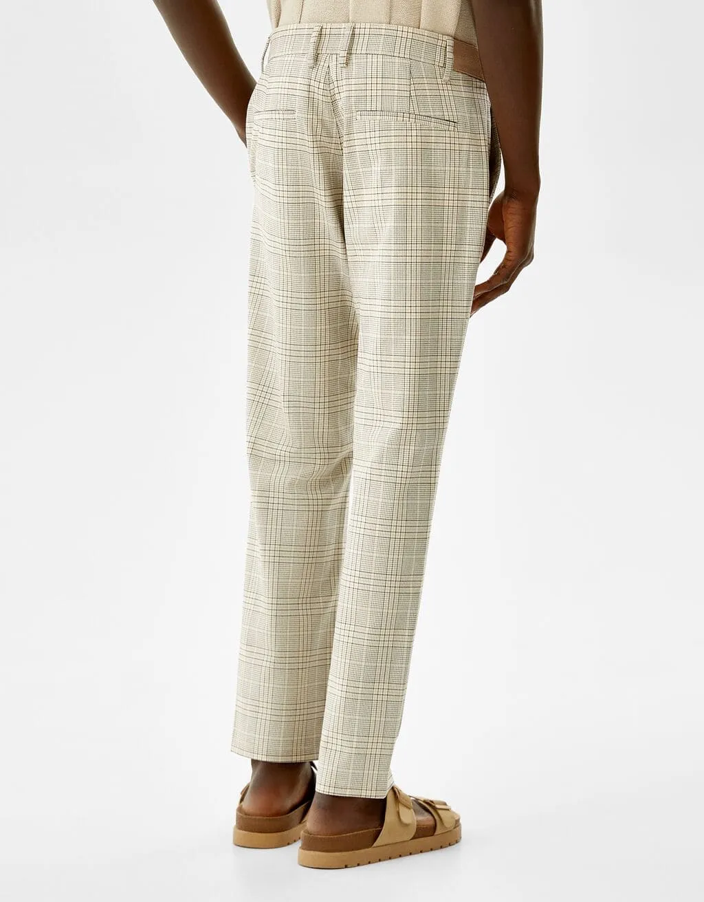Slim-fit trousers with side elastic – Camel – Image 3 of 5