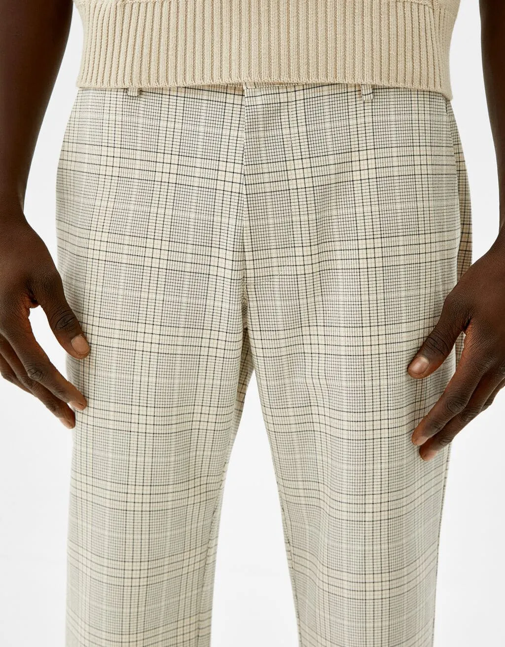 Slim-fit trousers with side elastic – Camel – Image 4 of 5