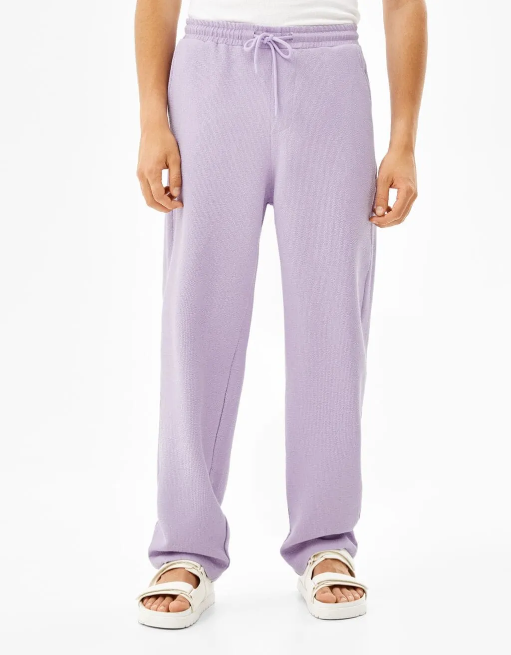 Wide leg joggers with texture – Violett – Image 2 of 5