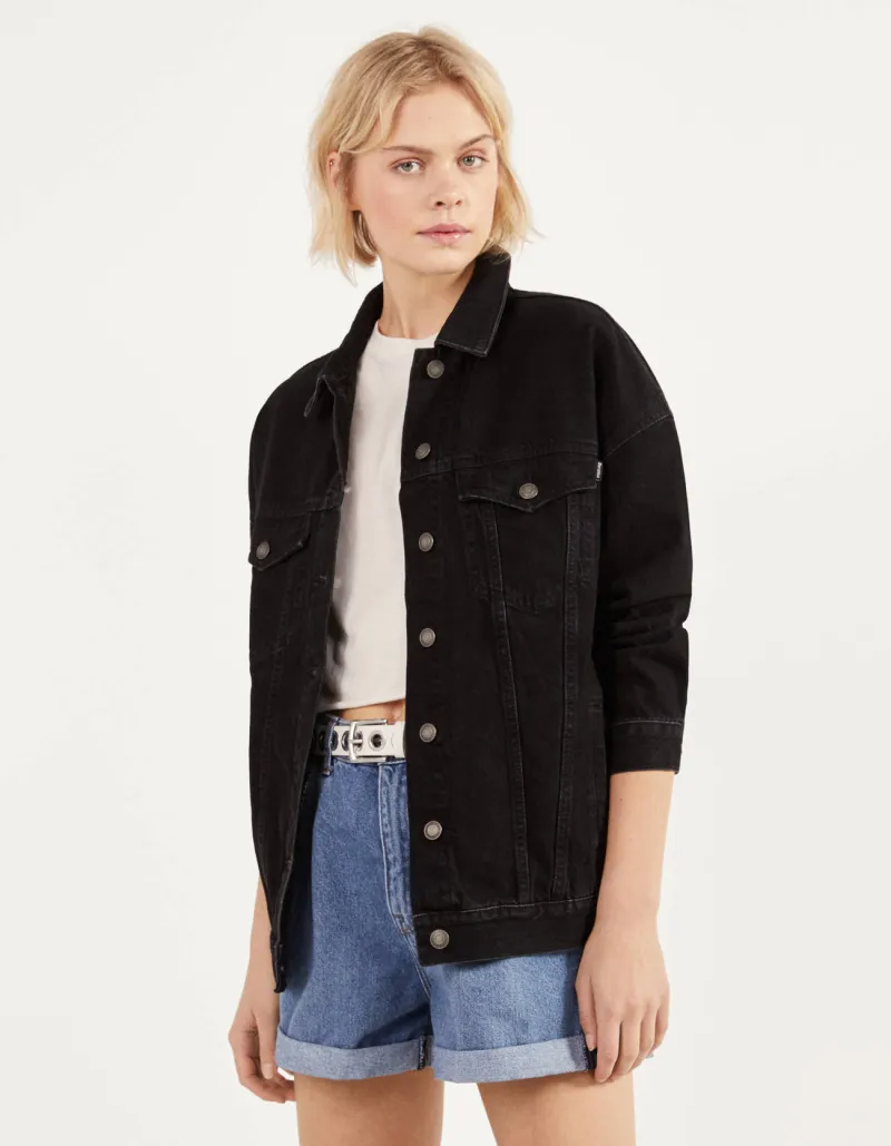 Oversize-Jeansjacke – Schwarz