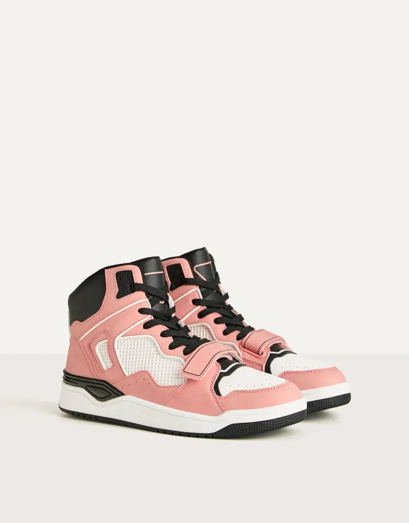 Hochgeschnittene, kombinierte Sneaker – Rosa