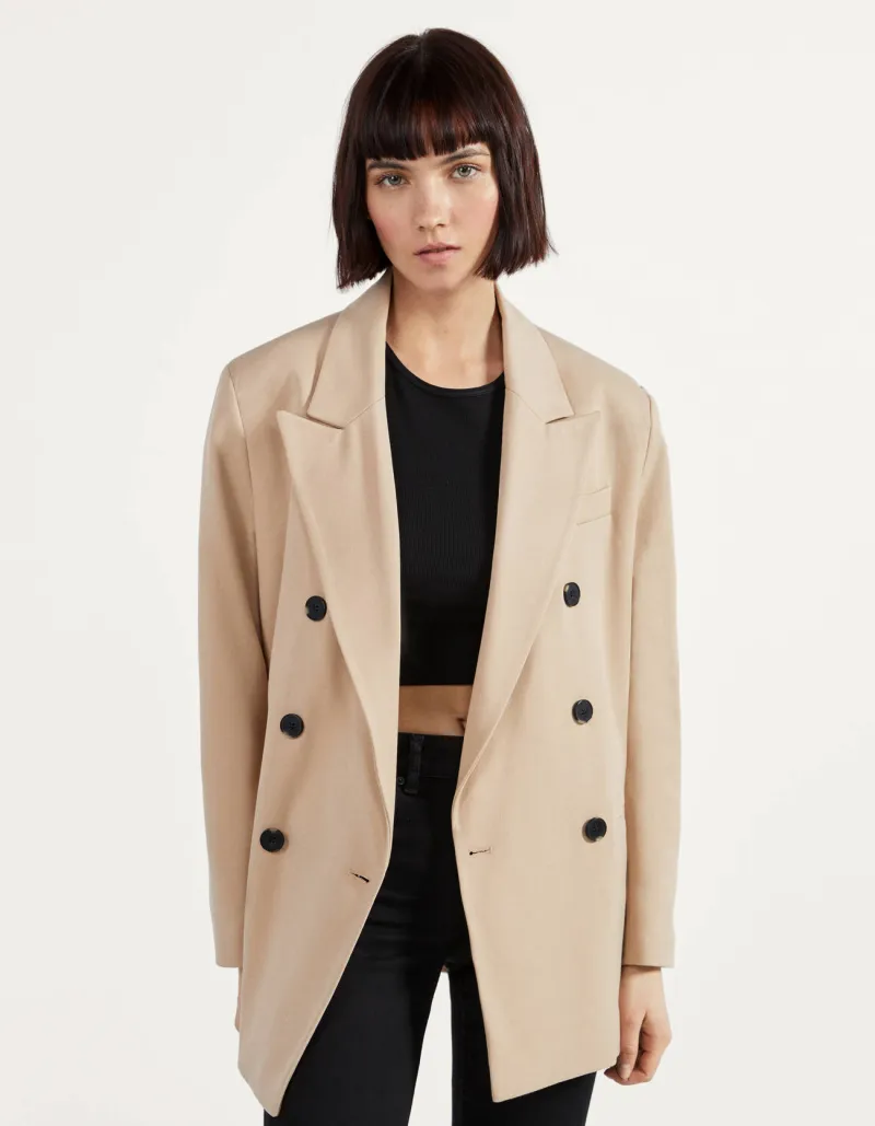 Gerade geschnittener Blazer – Beige