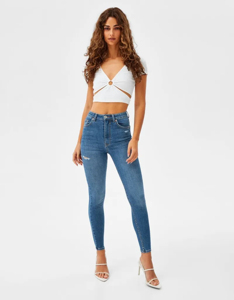 Super High Waist Jeans – Mittelblau