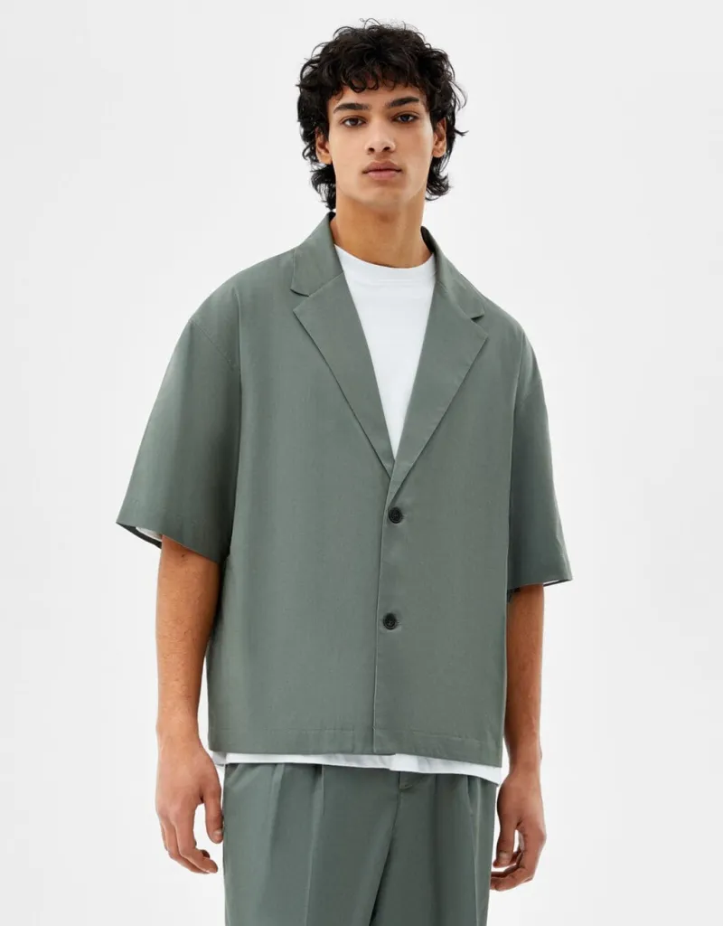Oversized shirt in lyocell – Grün
